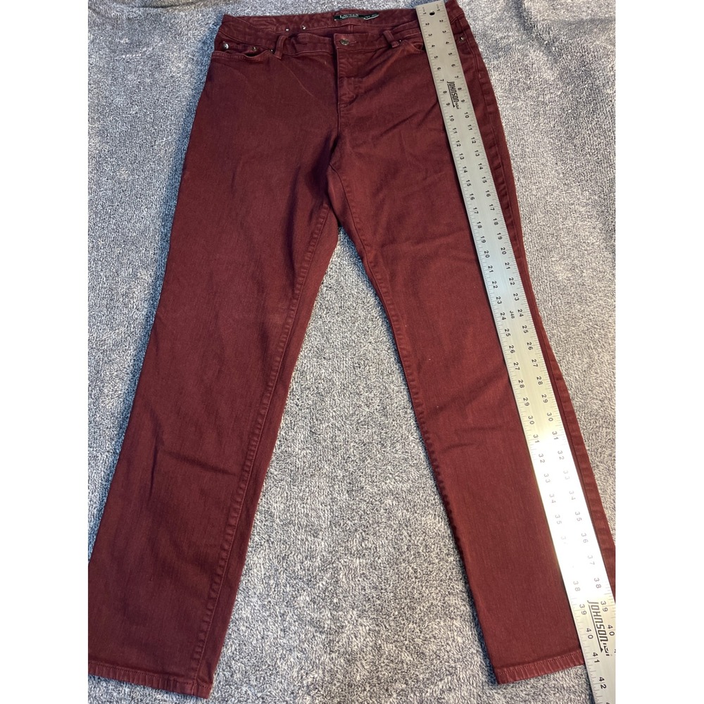 Lauren Ralph Lauren Burgundy Straight Leg Stretch Pants 16W Wine Red - Picture 6 of 16